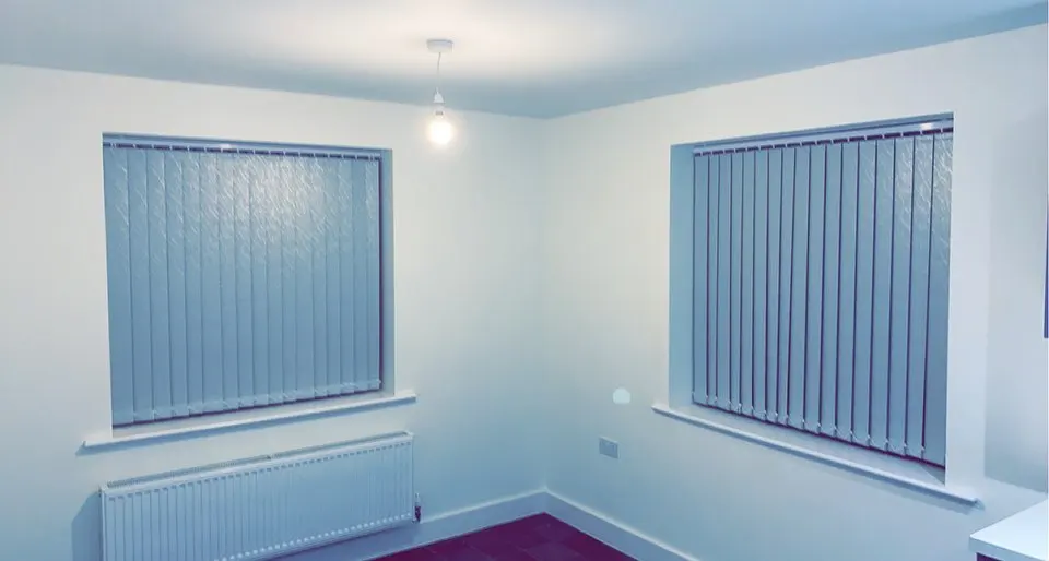 Vertical blinds on a wide window – Erdington Blinds